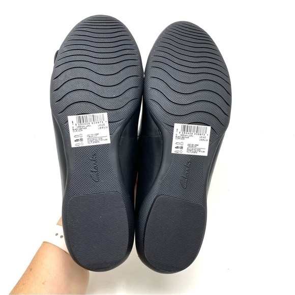 CLARKS WOMENS NEENAH LARK BALLET FLATS - BLACK LEATHER WIDE - Picture 8 of 10